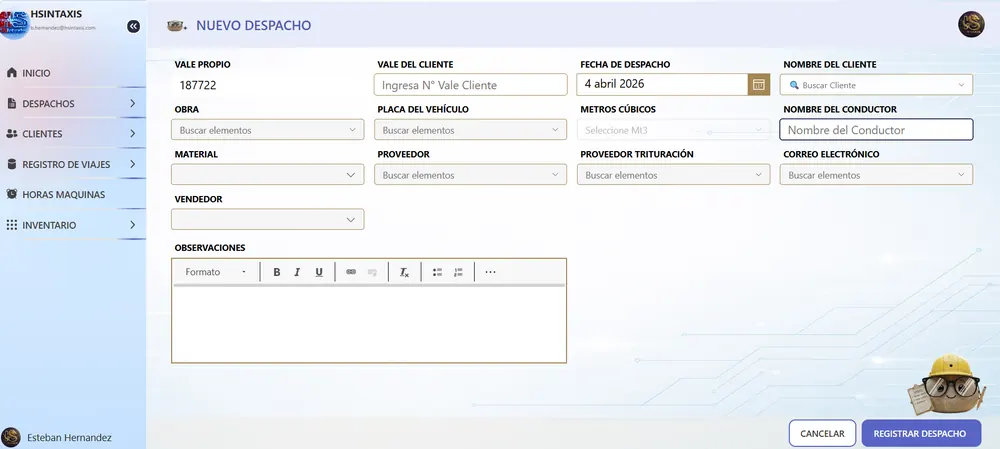 Aplicación HSINTAXIS Administración de Despachos y Envíos