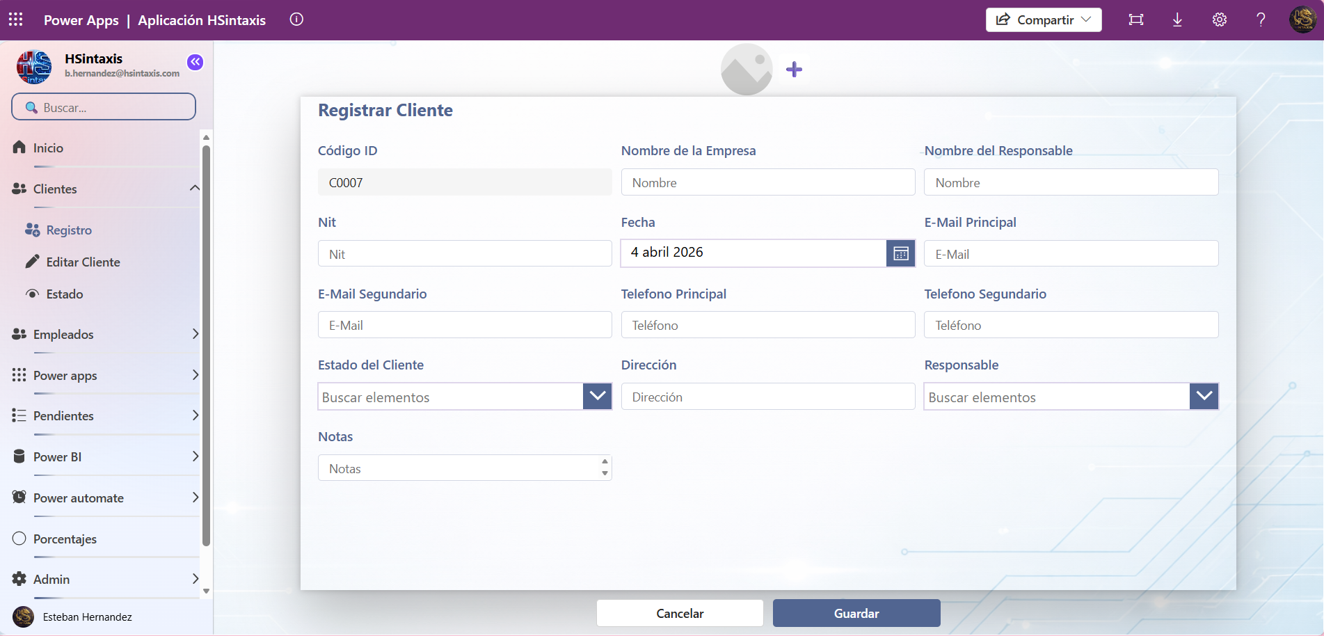Aplicación HSINTAXIS Procesos — Captura y Gestión de Clientes