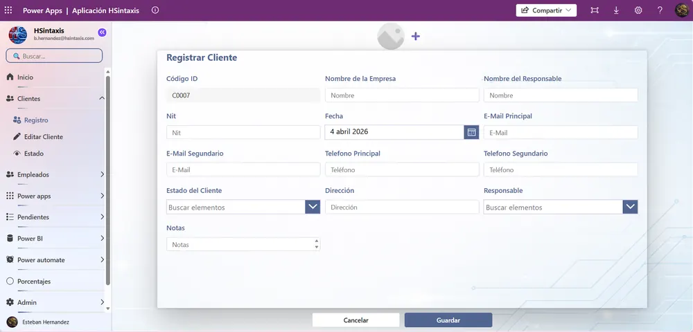 Aplicación HSINTAXIS Procesos — Captura y Gestión de Clientes